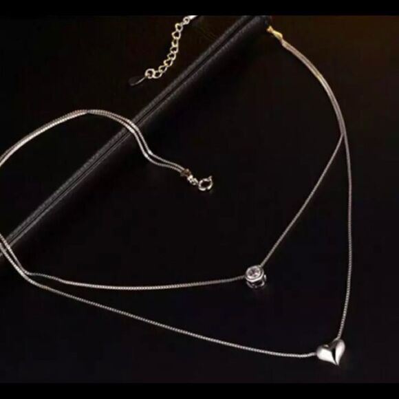 💎A013💎 NEW 925 STERLING SILVER DIAMOND & HEART NECKLACE - Picture 4 of 6